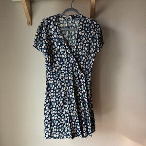 Madewell - french floral asymmetrical button wrap A-line mini dress